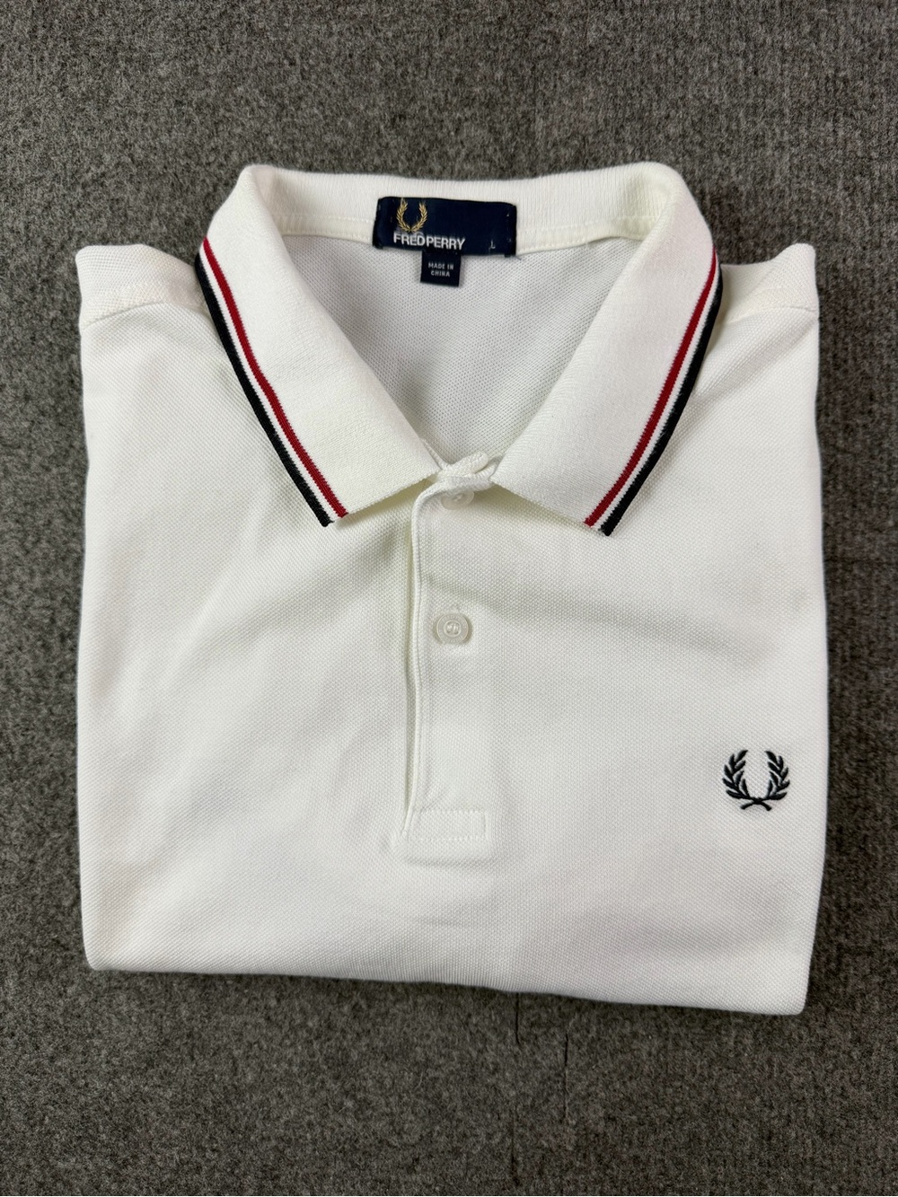 Fred Perry Mens 100% Cotton Short Sleeve Tennis Polo Shirt Size L White